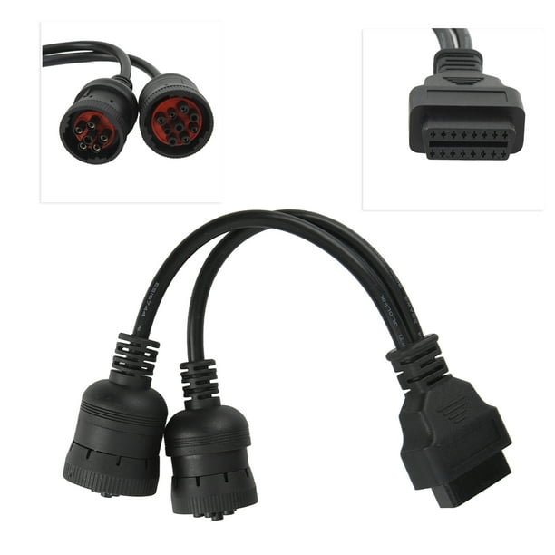 Diagnostic Y Cable, 30cm Long Functional J1939 J1708 To OBD 2 Adapter ABS  Plastic High Toughness For Heavy Duty Diesel Trucks 