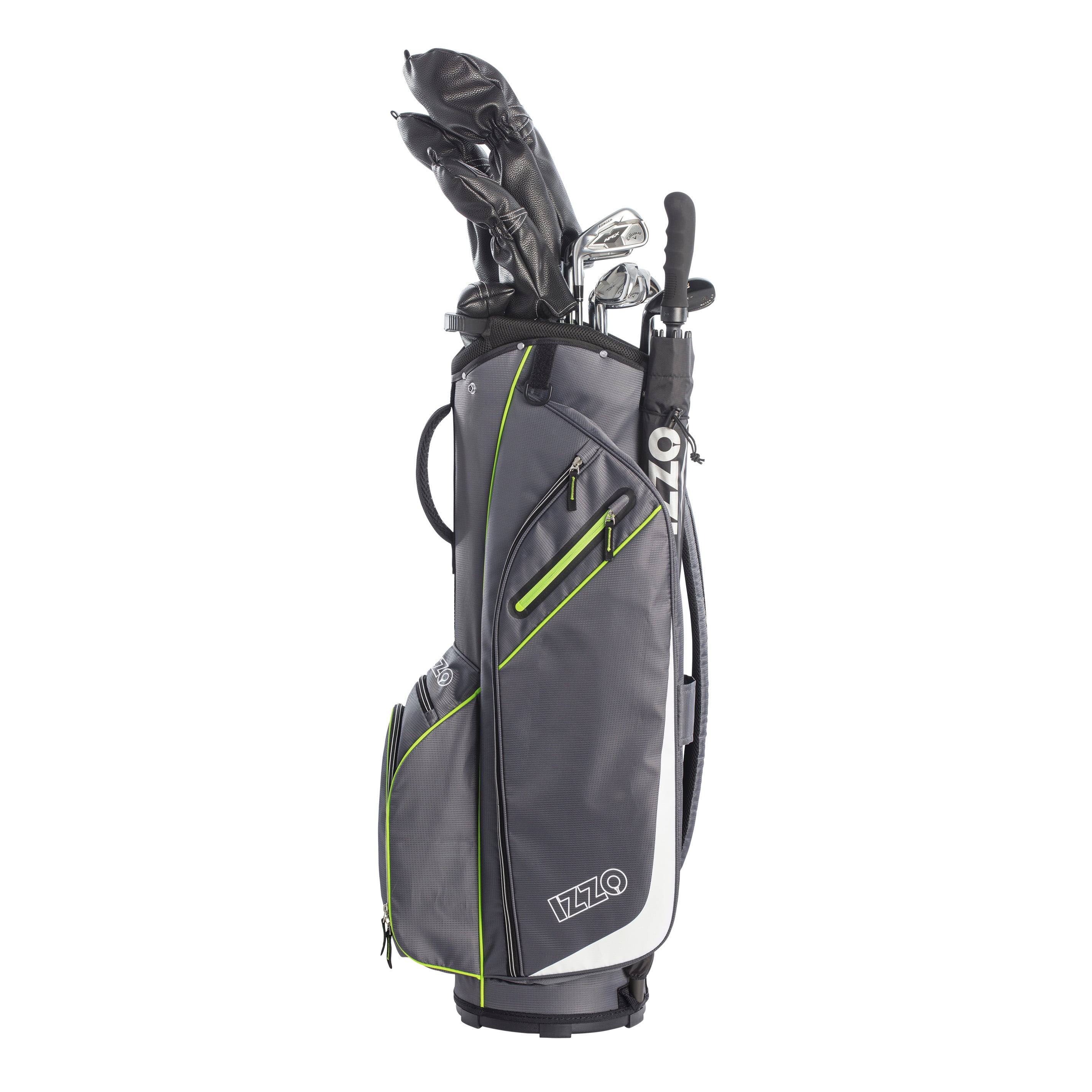 IZZO Golf Ultra-Lite Golf Cart Bag With Single Strap & Exclusive Features, Gray/Lime, 35’’ x 14’’ x 11’’