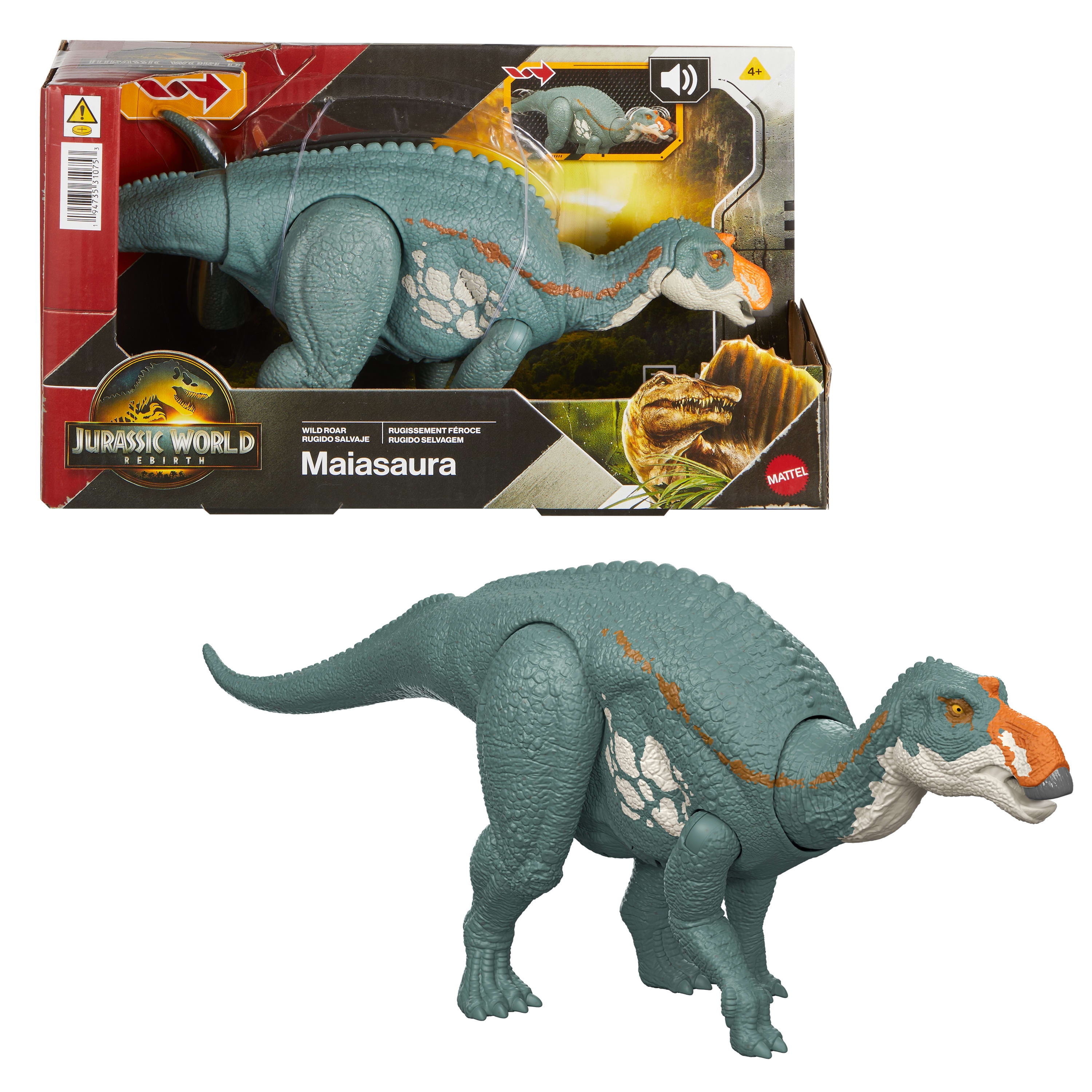 Jurassic World Rebirth Wild Roar Maiasaura Dinosaur Toy, Tail Controlled Attack Chomp & Sound