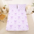 thumbnail image 3 of Erosebridal Lavender Bow Star Full Size Sheets for Girls, Purple Ribbon Bed Sheets for Women, 4pcs, 3 of 6