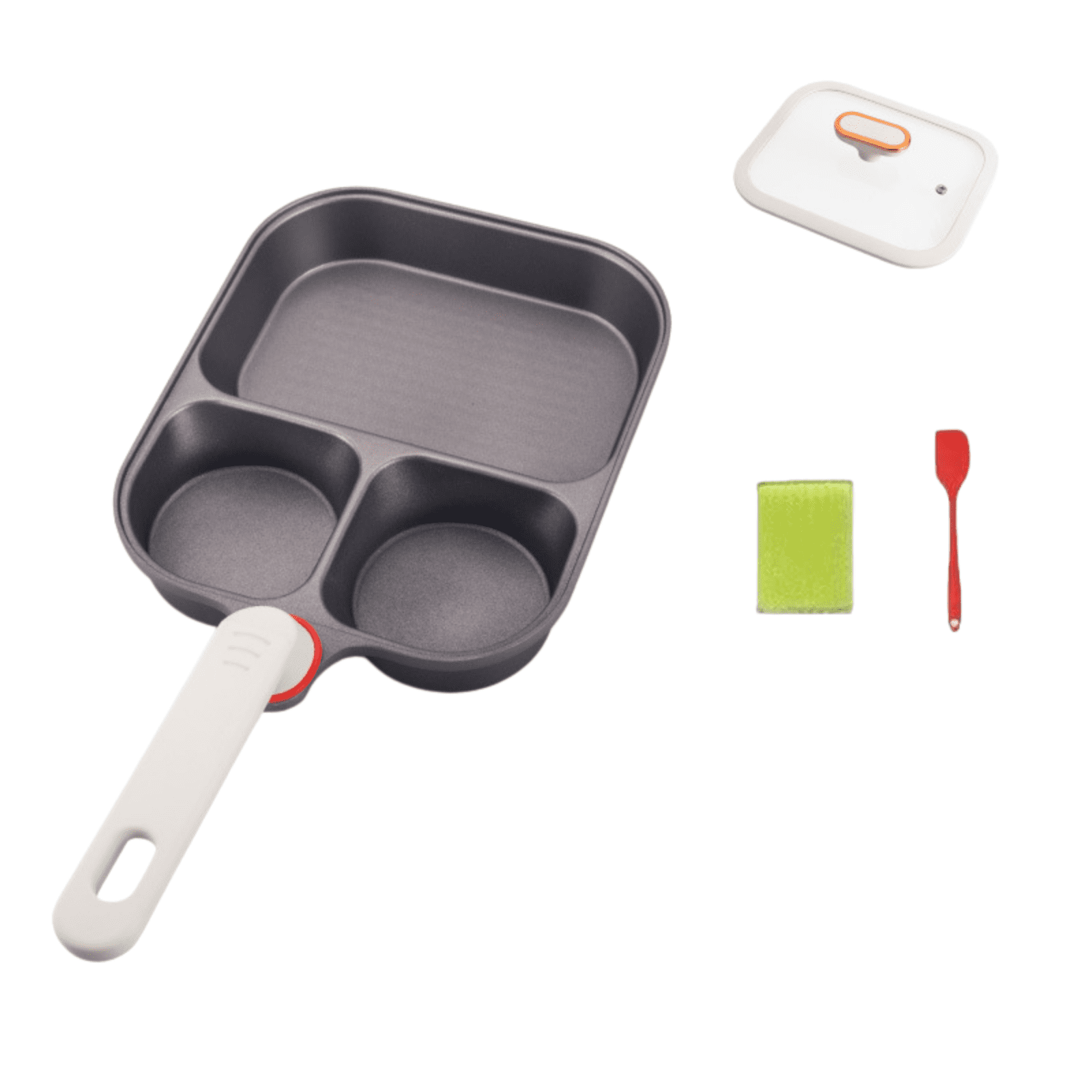 Bakeware,Frying Pan Three Piece Separate Style Frying Pan Non Stick Frying Pan For Eggs With Heat Handle Multi Functional Breakfast Cooking Utensil Suitable For All Stoves