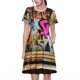 thumbnail image 1 of Balery Graffiti Lamp Urban Scene Vestidos sueltos de manga corta para mujer, vestidos de verano 2025, vestidos casuales de corte A con vuelo., 1 of 6
