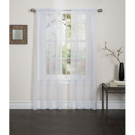 - Linen Store 2 Piece Sheer Voile Window Curtain Rod Pocket Panels, total width 108