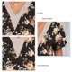 thumbnail image 5 of Blusa de encaje de guipur con escote en V y mangas cortas de pétalos para mujer, perfecta para citas - Talla XL Flor roja sobre negro, 5 of 6