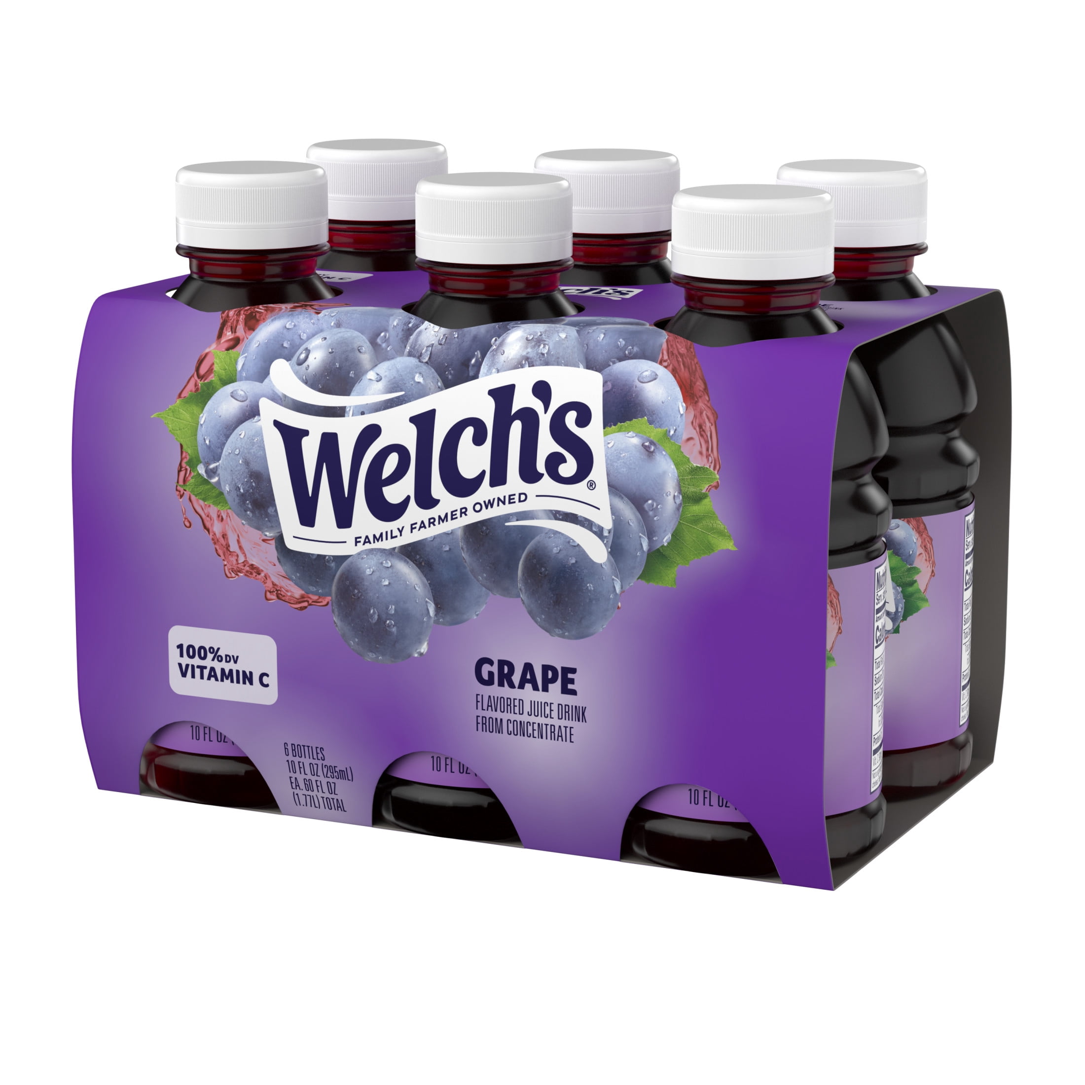 (2 pack) Welch's Grape Juice Drink, 10 fl oz On-the-Go Bottle (Pack of 6)