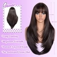 thumbnail image 2 of Wig with Bangs Long Layered Straight Wigs for Women, Realistic Scalp, Free Parting, Heat Resistant Synthetic Wig for Daily Party Use(Brown, 26 Inch), 2 of 6