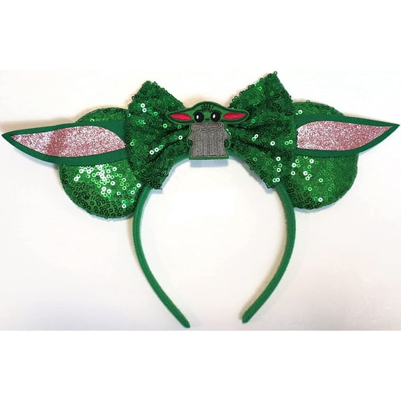 Green Sequin Mickey Minnie Ears Headband / Minnie Inspired Princess Ears / Minnie Headband
