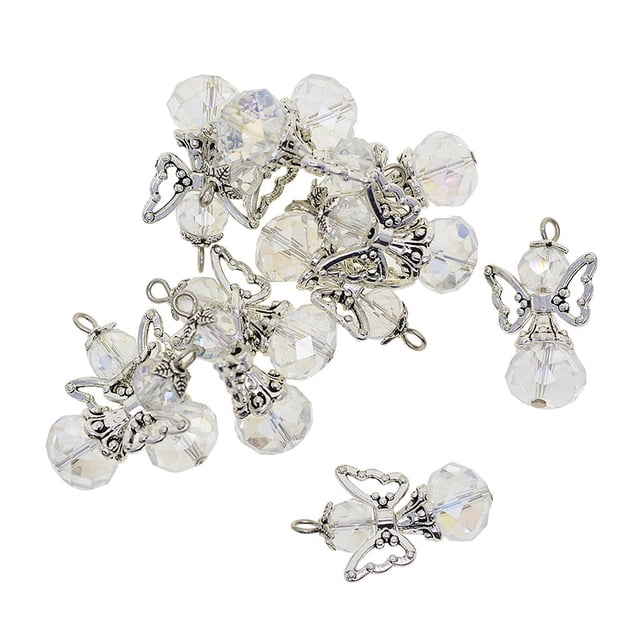 12 Piezas Vintage Hada Mariposa ángel Colgantes Facetadas Alas de Plata Envejecidas Cuelgan para Bricolaje Regalo de Boda Joyería Col claro Macarena Colgante de piedras preciosas encantos de DIY