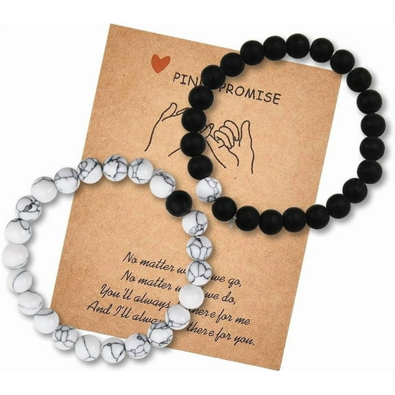 Pinky Promise Bracelets for Girlfriend Boyfriend Valentines Day Gifts for Wife Husband Anniversary Birthday Gift for Couples Long Distance Relationship Bracelet for 2 Friendship Gift
