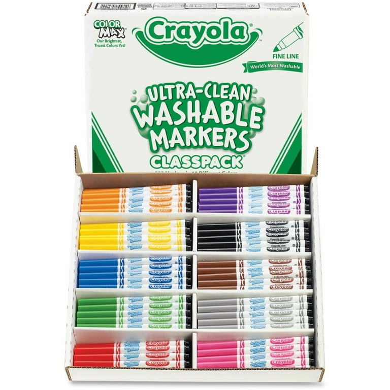 Ultra Clean Washable Fine Line Markers Classpack, 200 Count, 10