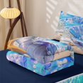 thumbnail image 5 of jejeloiu Magical Seashell Pearl Zipper Full Size Comforter Sets with Fitted Sheet and 2 Pillowcases For Girls,Sparkle Beach Starfish Zipper Bedding Set,Blue Purple,Navy Blue Reversible,4-Piece, 5 of 7