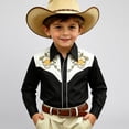 thumbnail image 2 of JAJAHO Boys Long Sleeve Shirts Western Cowboy Floral Embroidery Button Down Collared Shirts For Kids 4-13Y Versatile Tops, 2 of 4