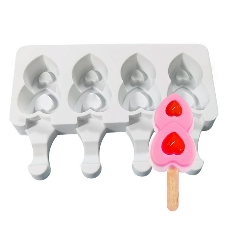 Popsicle Molds, 4 Cavities Homemade Ice Cream Mold Reusable Easy