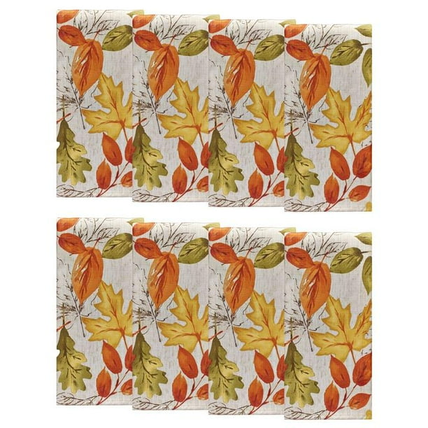 Autumn Leaves Fall/Harvest Printed Cloth Dinner Napkins, Set of 8