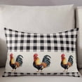 thumbnail image 3 of Black White Plaid Rooster Throw Pillow Covers, Vintage Farmhouse Checkered Rustic Soft Breathable Pillow Cases with Zipper for Sleeping, Small Pillowcases for Couch Bed Sofa Chair 16x24 Inches, 3 of 6