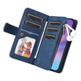 thumbnail image 5 of Dteck Wallet Case for iPhone 16e 6.1 Inch, 9-Card Holder Soft PU Leather Magnetic Flip Shoulder Strap Zipper Pocket Phone Case Fit for iPhone 16e,Blue, 5 of 8