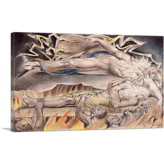 ARTCANVAS Job's Evil Dreams Canvas Art Print by William Blake - Size: 18" x 12" (0.75" Deep)