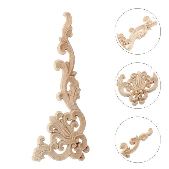 HONMEET 2Pcs Wood Carved Onlays Appliques For Mirrors And Furniture Unpainted Decor Accent