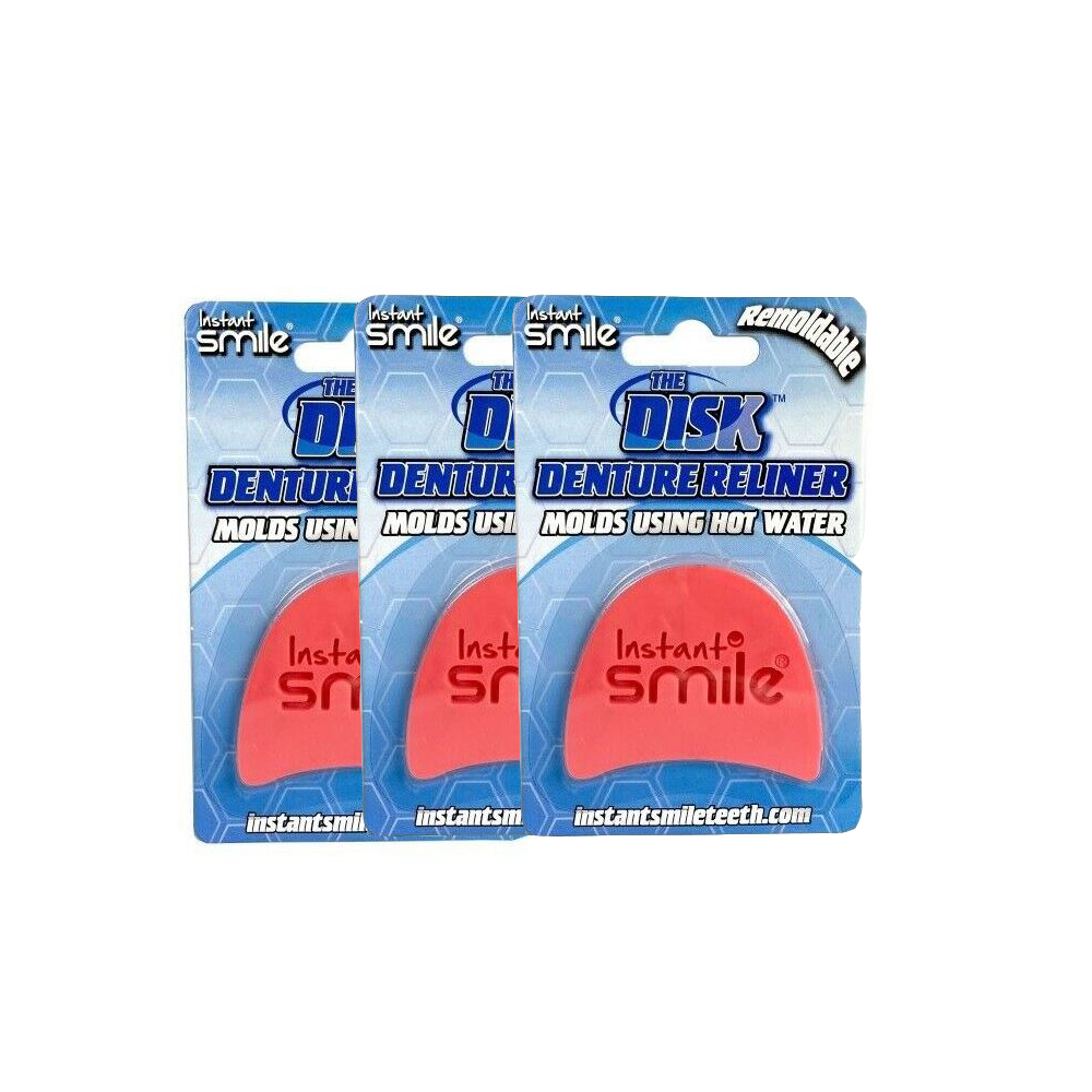 The Disk Denture Reliner Remoldable Re Liner 3 pack Instant Smile