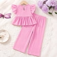 thumbnail image 5 of Splozh Toddler Girl Outfit Smocked Strap Camisole Linen Pants Girls 2 Piece Summer Set Girls Cute Outfit,Pink,4-5 Years, 5 of 5