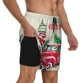 thumbnail image 3 of Balery Merry Christmas 1 Mens Swim Trunks Swim Shorts for Men Quick Dry Inseam Beach Shorts with Compression Liner Pocket-X-Large, 3 of 9