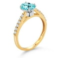 thumbnail image 3 of Gem Stone King 10K Yellow and White Gold Blue Apatite and White Lab Grown Diamond Engagement Ring for Women (1.38 Cttw, Oval 8X6MM, Gemstone Birthstone, Size 7), 3 of 4