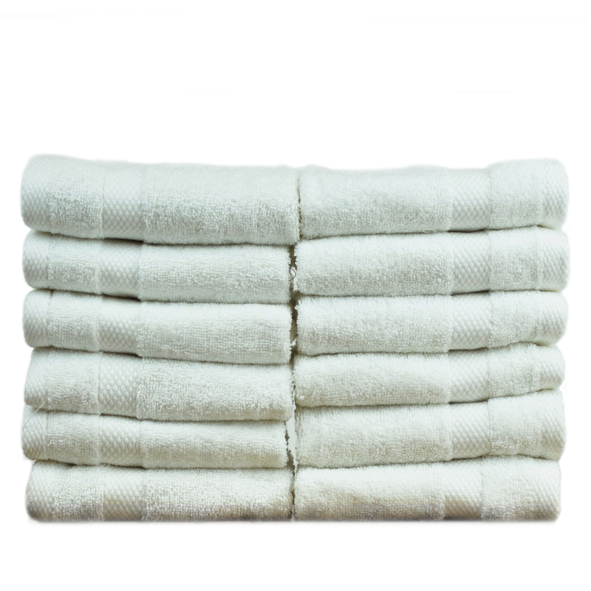 White Set of 4 Striped Bare Cotton Luxury Hotel and Spa Bath Towels 