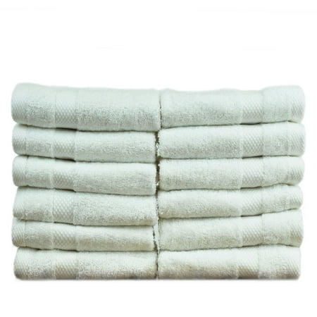 BC BARE COTTON Luxury Hotel & Spa Towel Turkish Cotton Bath Towels - White - Honeycomb (Wash Cloths - Set of 6,