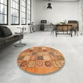 thumbnail image 4 of Ahgly Company Machine Washable Indoor Round Abstract Orange Area Rugs, 7' Round, 4 of 7