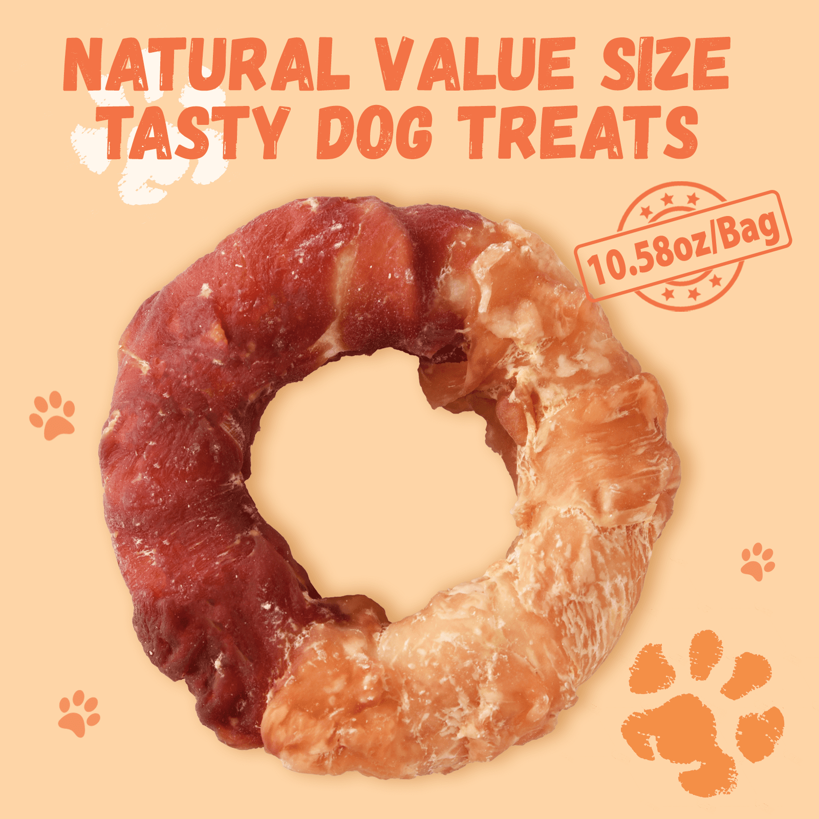 (2 pack) Pawmate Chicken & Duck Wrapped Rawhide Donut, Long Lasting Chews for Medium Large Dogs, 4 Count