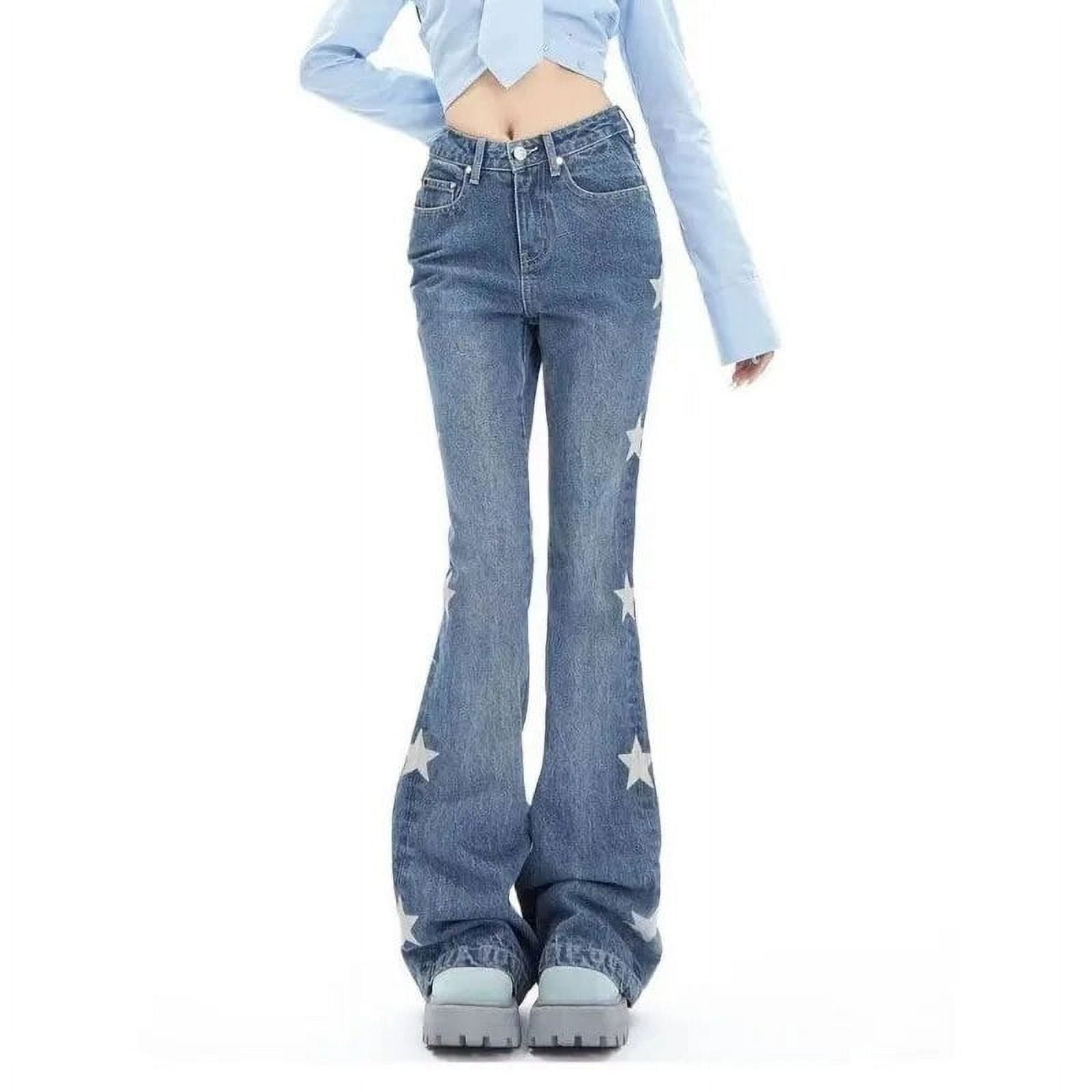 GOPLUS Jeans Y2k Korean top Flare Pants Streetwear Denim Trousers Woman High Waist L