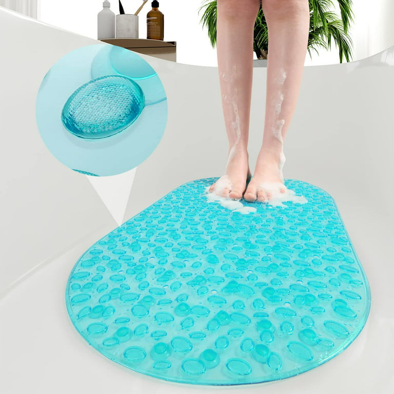 Shower Mat with Drain Hole in Middle with Suction Cups Non-Slip Scrubber  Foot Pad TPE Easy Cleaning for Shower Room Tub Bathroom Grey 1 50x80cm/19.7  *