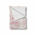 thumbnail image 2 of Almond Blossom Soft Flannel Fleece Throw Blanket, Sketch Style Flowers with Hello Spring Words Oriental Foliage Composition, Cozy Plush for Indoor and Outdoor Use, 50" x 70", Pink White, by Ambesonne, 2 of 6