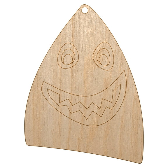 Cheerful Shark Face Wood Holiday Christmas Tree Ornament Unfinished DIY Pre-Drilled Craft