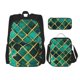 thumbnail image 1 of Balery Green Mosaic Glass Mochila escolar 3 en 1 para niños: mochila resistente con lonchera térmica y estuche para lápices. Mochila escolar para niños y niñas., 1 of 7