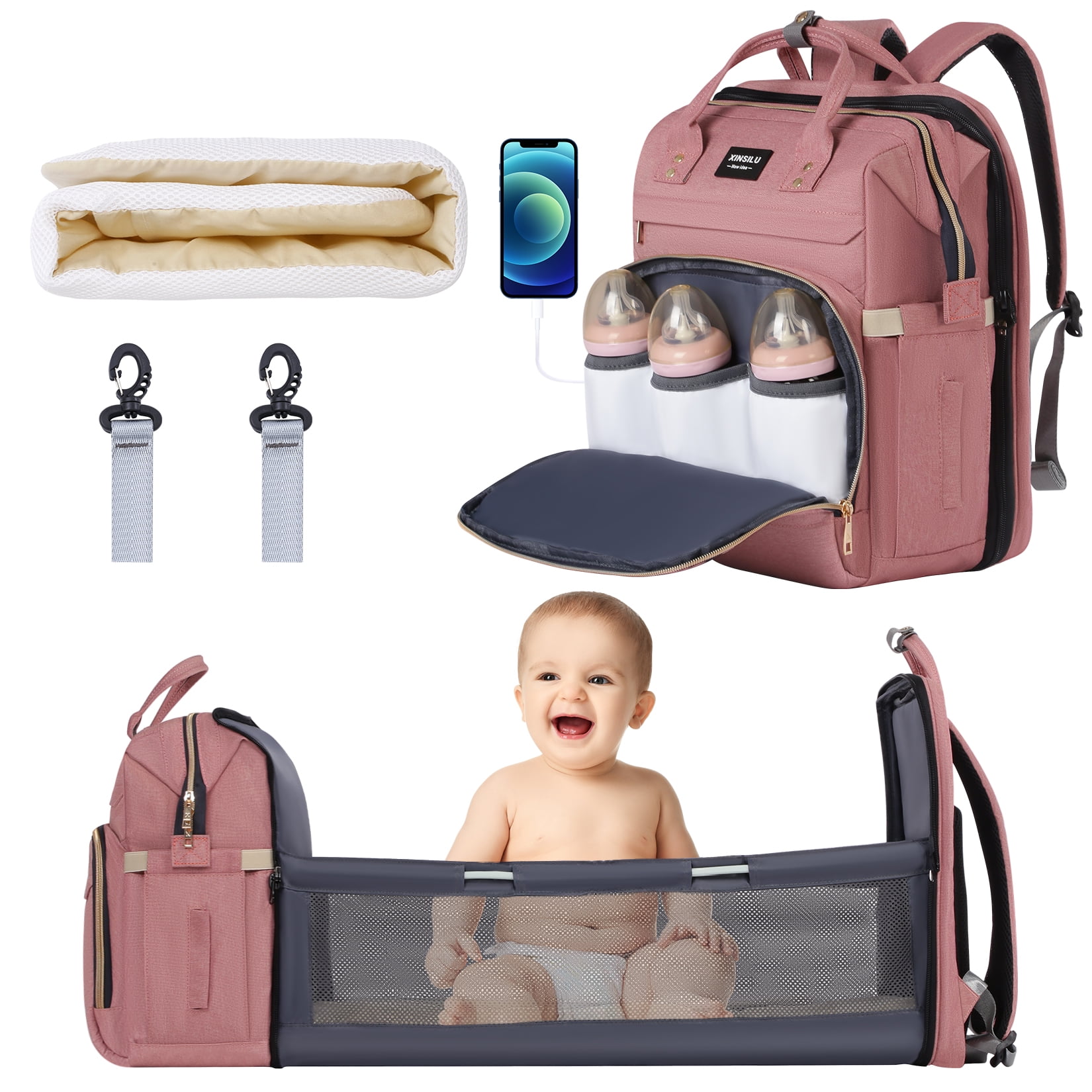 Diaper Bag Backpack, Multifunction Travel Baby Changing Bags for Dad