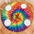 thumbnail image 2 of Colorful Tie Dye Pattern Round Fitted Tablecloth with Elastic Edge,Dining Table Cover Waterproof,Outdoor Round Tablecloth for Camping,Dining,Indoor and Outdoor, 2 of 7