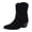 1Black, variant on Women's Suede Ankle Boots Pointed Toe Western Buckle Cowboy Boots Chunky Stacked Heel Side Zipper Cowgirl Riding Boots