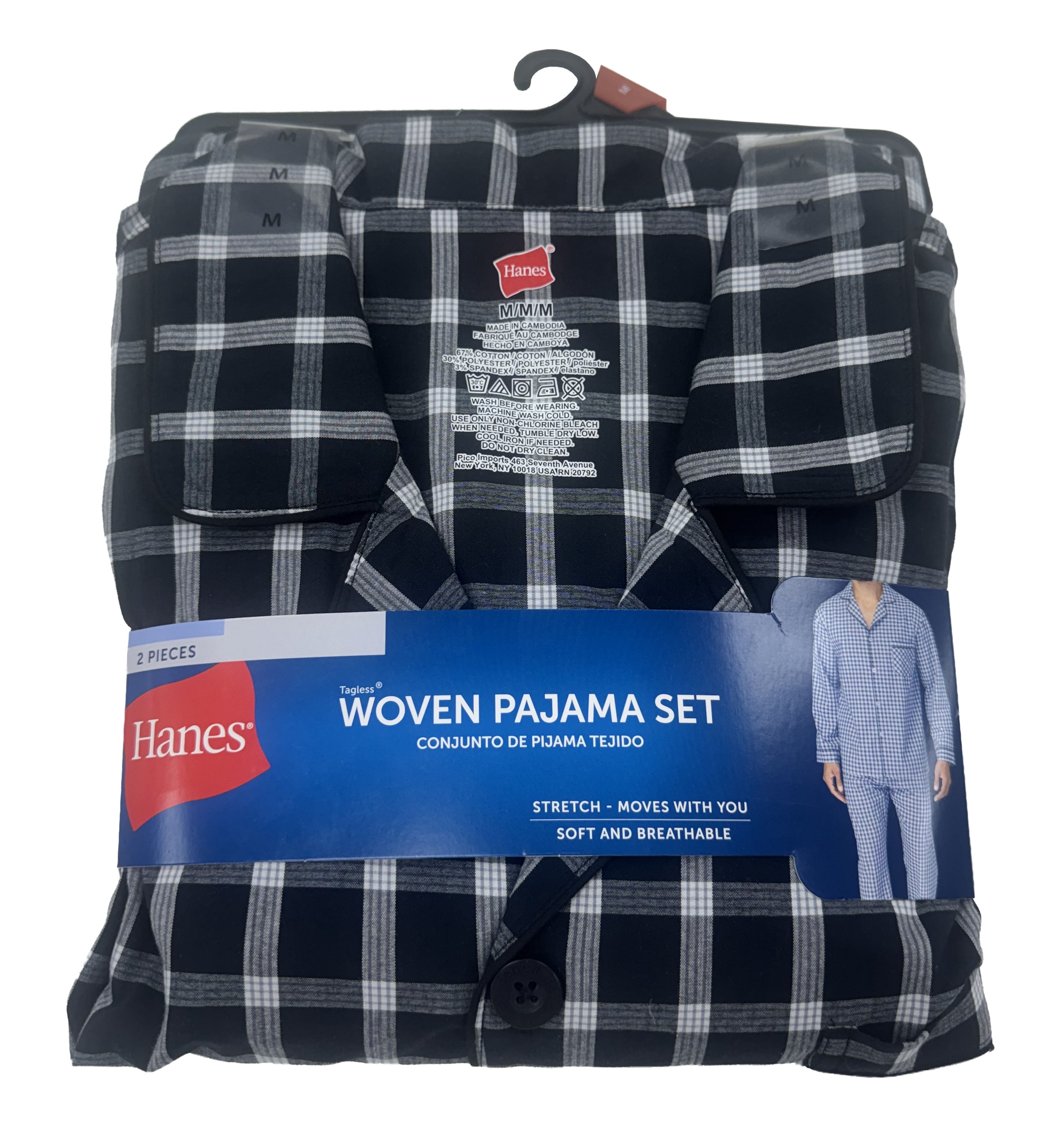 Hanes Men's Stretch Woven Pajama Set, 2-Piece, Sizes S-2XL
