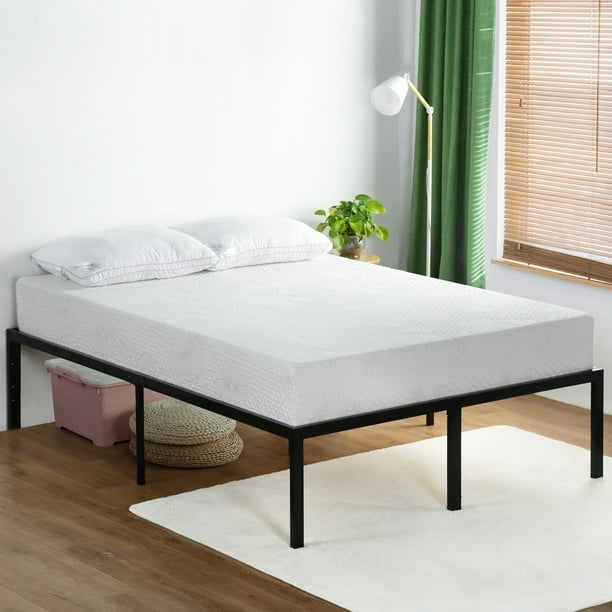 Modern Metal Platform Bed Frame, Sleeplanner 14 Inch Rustic Wood Queen Platform Bed Frame