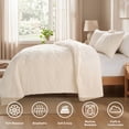 thumbnail image 4 of Regency Heights Full/Queen Size Comforter Set - 3-Piece Ivory Jacquard Sherpa Diamond Bedding with Plush Solid Reverse, Ultra Soft & Warm Fluffy Fleece Bed Set, Machine Washable for All Seasons, 4 of 10