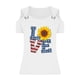 thumbnail image 4 of Tops de Hombro Frío para las Mujeres Día de la Independencia Impreso Fuera Del Hombro Blusa con Cuello en V, Fuera Del Hombro de las Mujeres, 4 of 4
