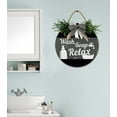 thumbnail image 4 of Farmhouse Bathroom Wall Decor - Rustic Framed Round Wooden Sign - Vintage Decoration for Toilet Washroom Restroom - 11 x 11 inch (Wash Soap Relax), 4 of 5