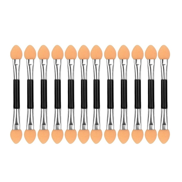 Pincel de sombra de ojos de doble punta, herramienta de maquillaje de esponja, barra de esponja para polvos, set de herramientas de maquillaje para principiantes de 12 piezas