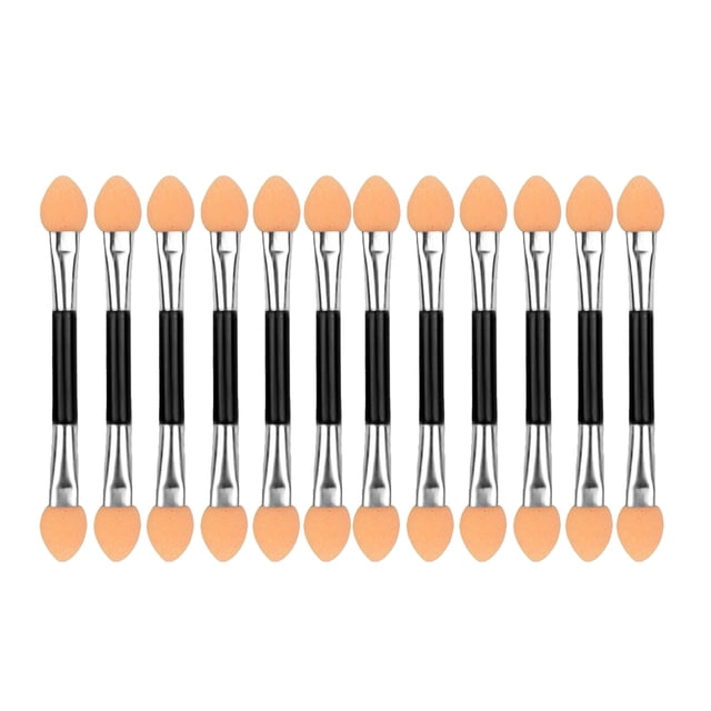 Pincel de sombra de ojos de doble punta, herramienta de maquillaje de esponja, barra de esponja para polvos, set de herramientas de maquillaje para principiantes de 12 piezas