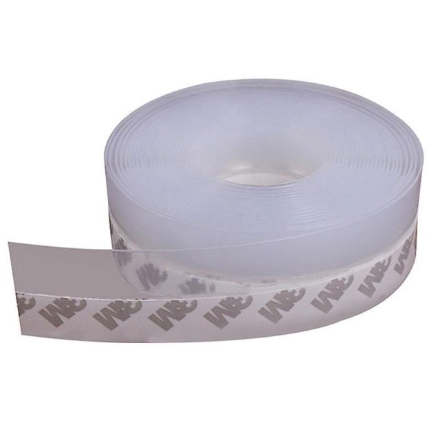 BR Tira inferior de puerta adhesiva transparente: 5 mx 3,5 cm, sello de silicona autoadhesivo para puertas y ventanas. Impermeable, a prueba de insectos, reducción de ruido.