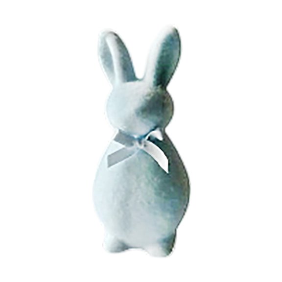 Easter Bunny Flocked Resin Desktop Ornament Decorative Figurine for Home
