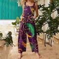 thumbnail image 2 of ASDFVBKG Mardi Gras Jumpsuit for Women Plus Size Button Carnival Themed Party Graphic Wide Leg One Piece Jumpsuits Loose Dressy Overalls Onesie with Pocket Outfits Purple L, 2 of 7