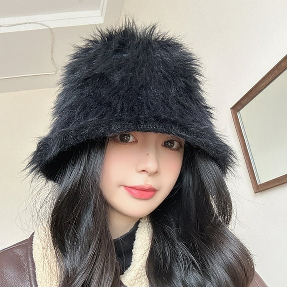 SikaFu Hat For Women In Winter, Korean Fashion Versatile Plush Fisherman Hat, Korean Version, Big Head, Surrounding, Small Face, Warm Ear Protection Cap