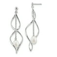 thumbnail image 1 of 925 Sterling Silver 7 8mm White Rice Freshwater Cultured Pearl Post Drop Dangle Earrings, 1 of 5